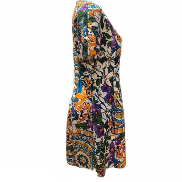 I. Madeline multi color floral lined sheath dress medium - Picture 5 of 12